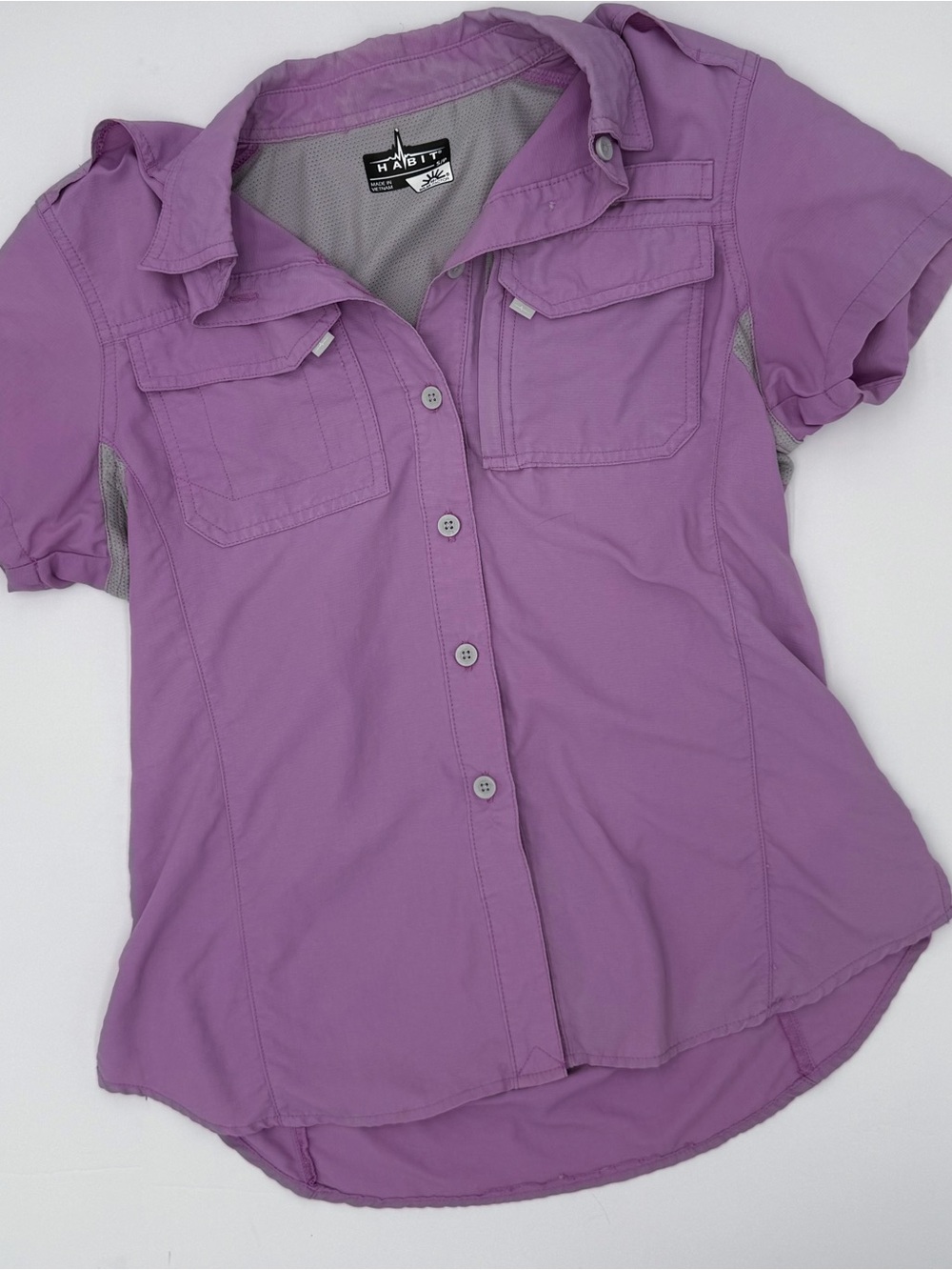 Habit Women’s Purple Short-Sleeve Button Down Fishing Shirt